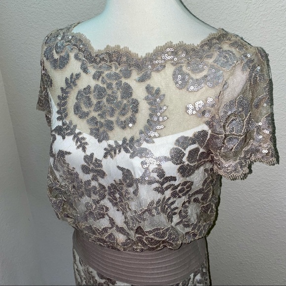 NWOT Tadashi Shoji Blouson Waist Lace Dress Size 8 - Picture 5 of 10